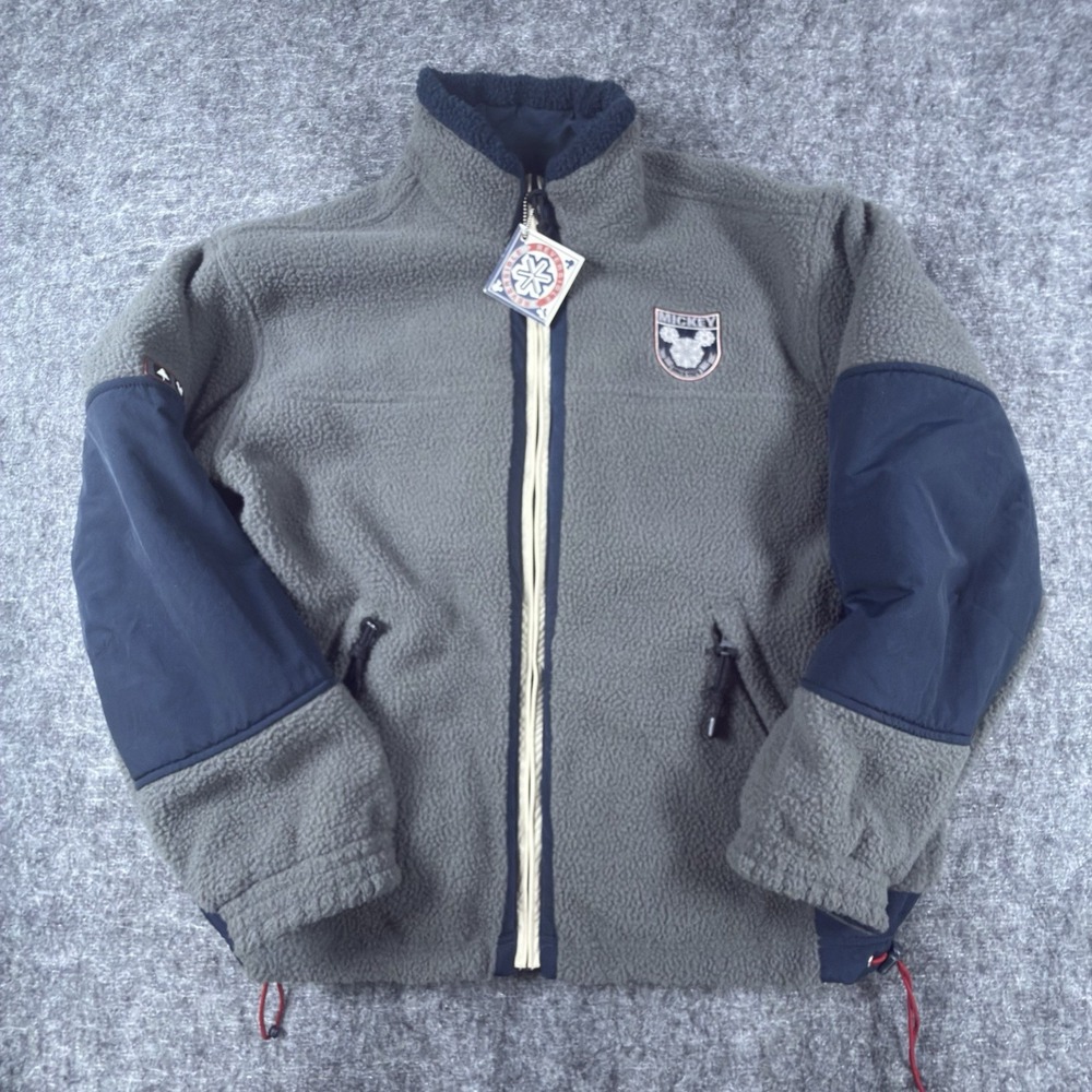 Vintage 90s Disney Mickey Gear Jacket Mens M Reversible Fleece Windbreaker NWT